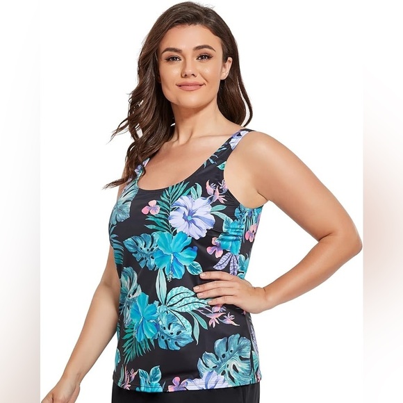 NWT FULLFITALL Plus Size Tankini Top Printed Bathing Suit (No Bottom) Size 22 - Picture 3 of 13
